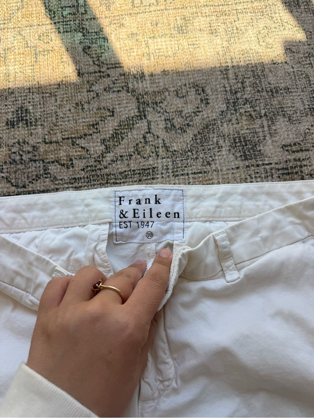 Frank & Eileen Wicklow Italian Chino Pants White Straight Leg Ankle Size 10 - Picture 5 of 8